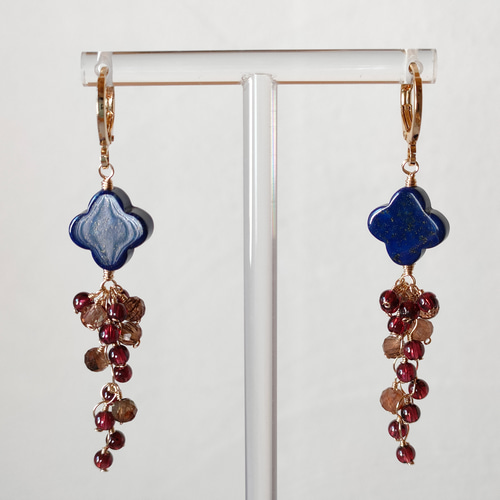 ✦ラピスラズリ ガーネットAAA アンダルサイトAA++ 14kgfピアス  