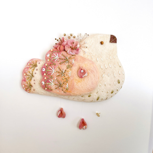 桜を運ぶ鳥の春の壁飾り　〜桜と霞草のブーケ〜 11枚目の画像