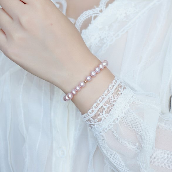 淡水パールのブレスレット バングル　紫　真珠　淡水真珠 パール 6月誕生石　夏の誕生石2024