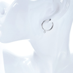 ese66 [2 件/1 對] 附贈戒指！線徑約 2.0mm 外徑約 20mm 環形耳環 手術不鏽鋼 第6張的照片