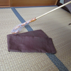 手織り紬・更紗模様の日傘（傘袋付き） 4枚目の画像