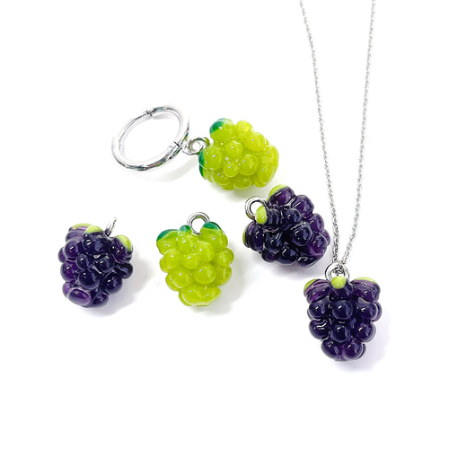 ejp562【4個入り】キュート Grapes 葡萄モチーフ チャーム レジン 
