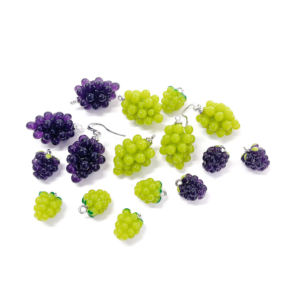 ejp562【4個入り】キュート Grapes 葡萄モチーフ チャーム レジン 7枚目の画像