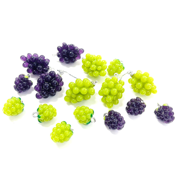 ejp562【4個入り】キュート Grapes 葡萄モチーフ チャーム レジン 8枚目の画像