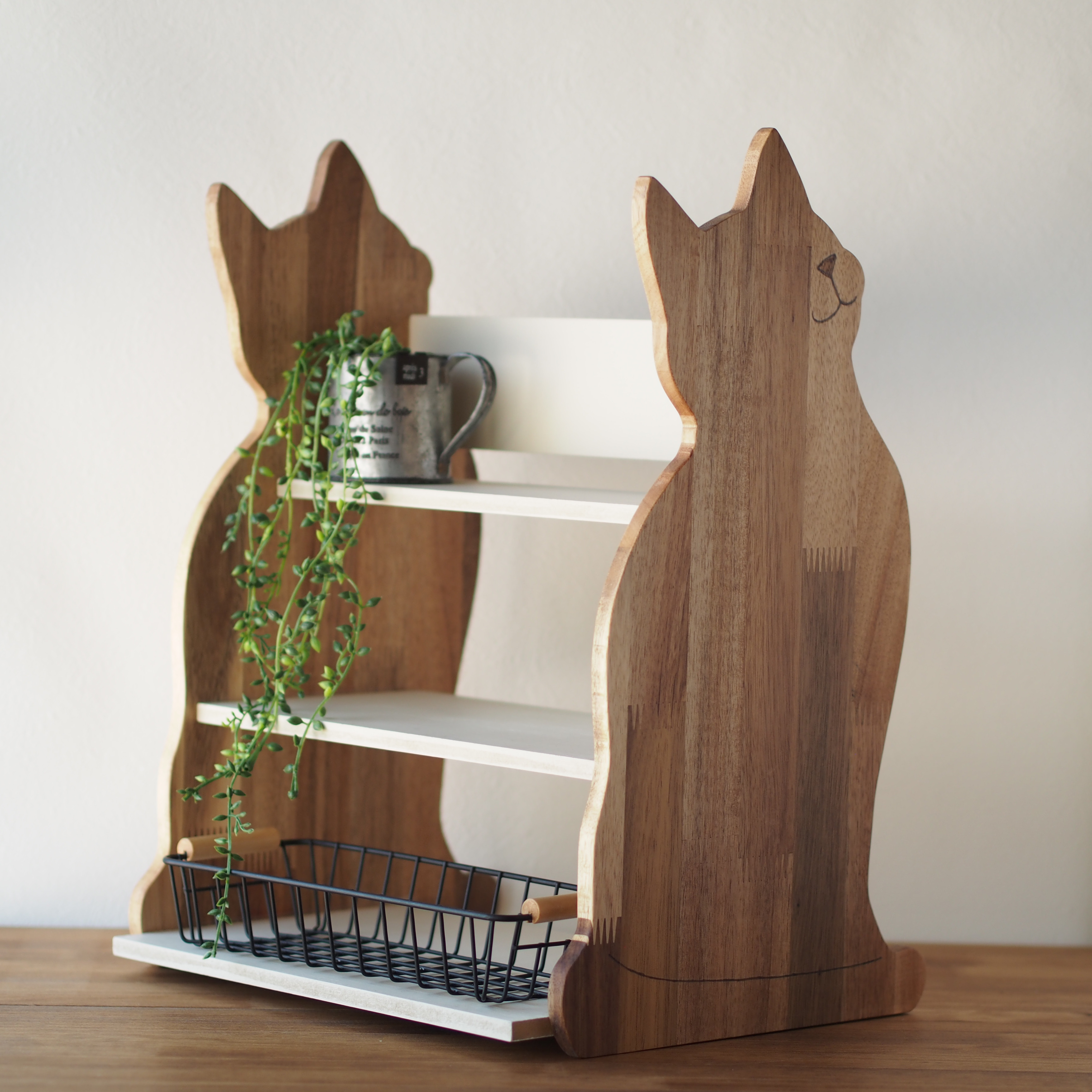 飾り棚／収納ラック／オープンラック／ミニシェルフ／猫家具／ねこ／シルエット／