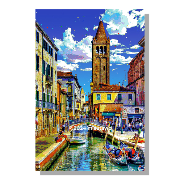 【選べる3枚組ポストカード】イタリア ヴェネツィアのサン・バルナバ橋【作品No.584】 1枚目の画像