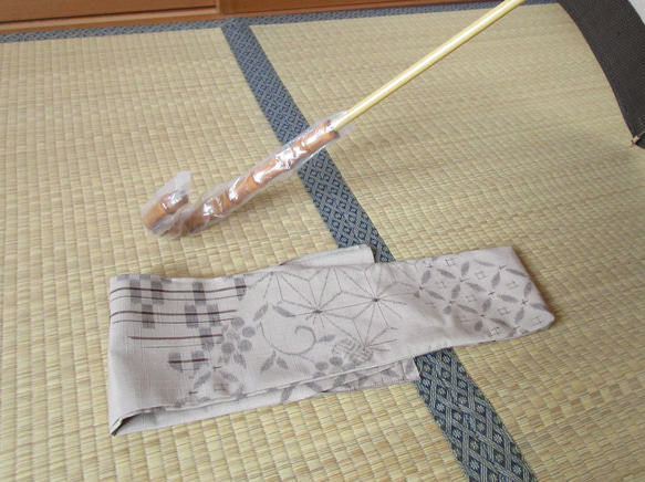 手織り節紬＋大島紬の日傘（傘袋付き 6枚目の画像