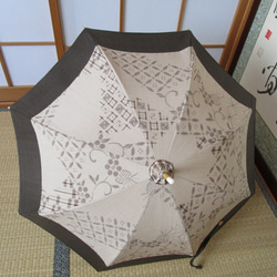 手織り節紬＋大島紬の日傘（傘袋付き 8枚目の画像