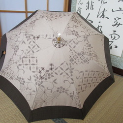 手織り節紬＋大島紬の日傘（傘袋付き 9枚目の画像