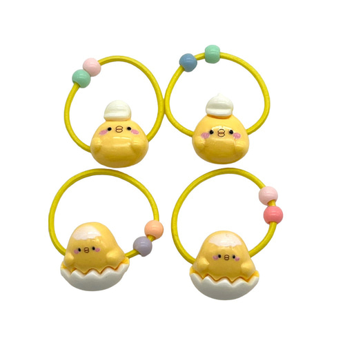 ヘアゴム キッズ 子供 ヒヨコ イエロー 2タイプ各2個 動物 ヘア