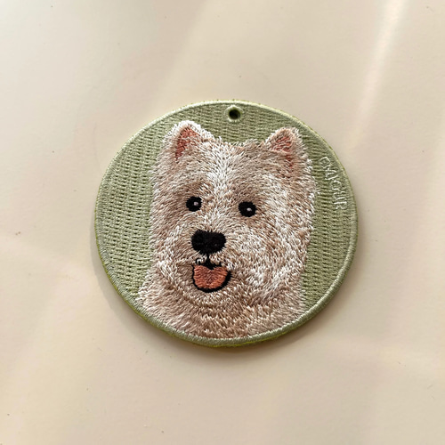 刺繍キーホルダー キーホルダー ホワイトテリア テリア 中型犬