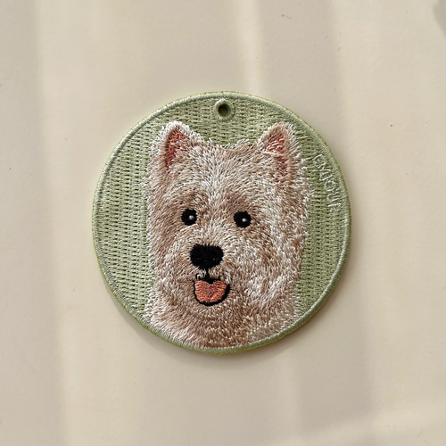刺繍キーホルダー キーホルダー ホワイトテリア テリア 中型犬