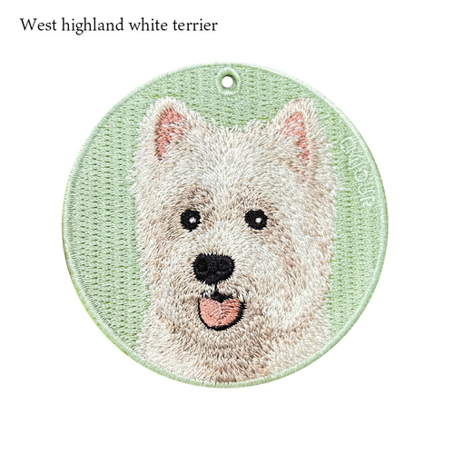 刺繍キーホルダー キーホルダー ホワイトテリア テリア 中型犬