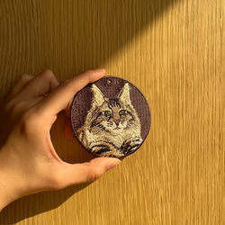 刺繍キーホルダー キーホルダー メインクーン ペルシャ猫 母の日 プレゼント お出かけバッグ 両面刺繍 or-072 5枚目の画像