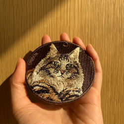 刺繍キーホルダー キーホルダー メインクーン ペルシャ猫 母の日 プレゼント お出かけバッグ 両面刺繍 or-072 9枚目の画像