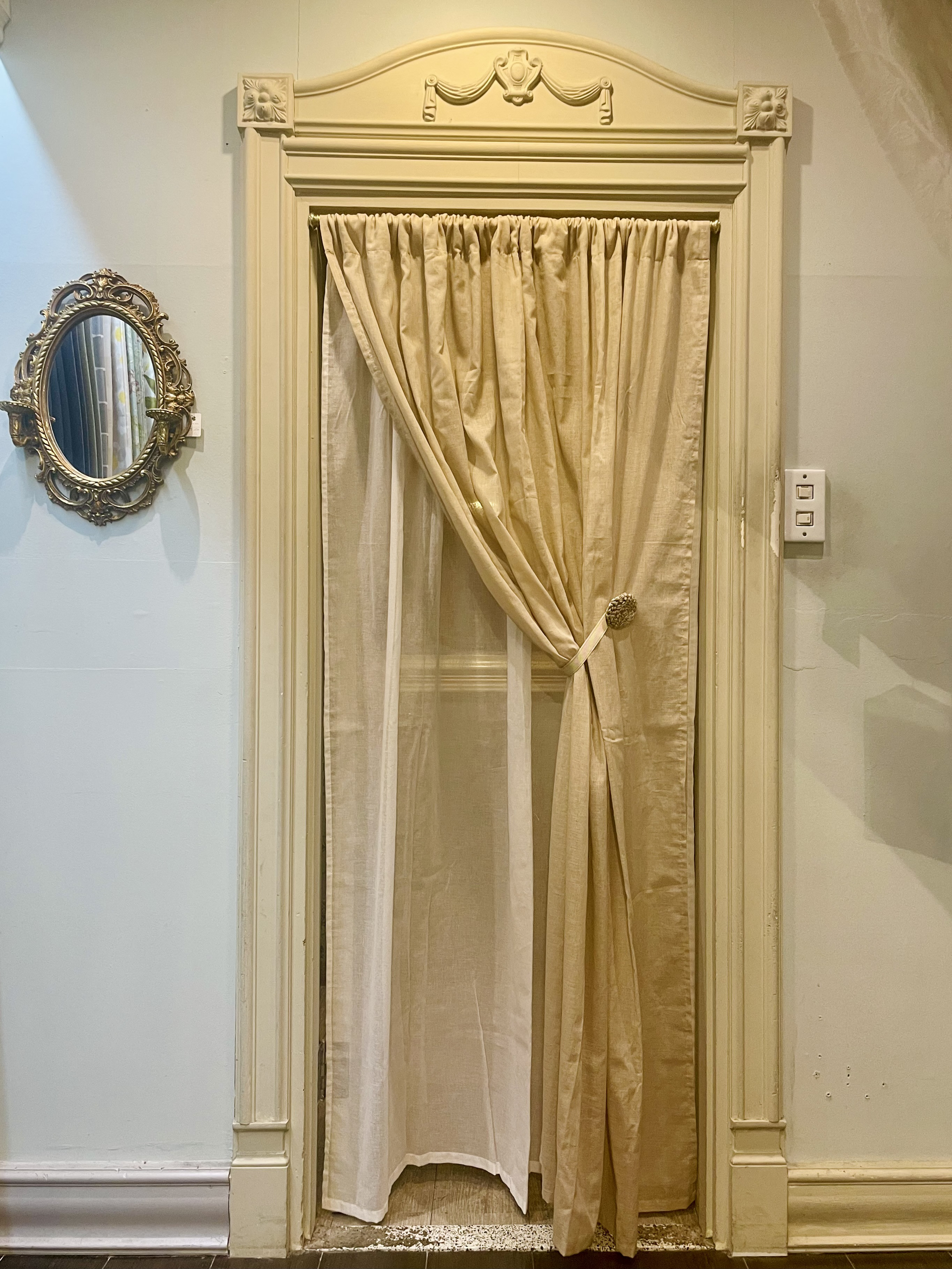 天然素材☆綿100%　ダブルレースのれん