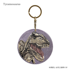 刺繍キーホルダー キーホルダー ティラノサウルス 恐竜 肉食恐竜 母の日 プレゼント プチギフト 両面刺繍 or-127 6枚目の画像