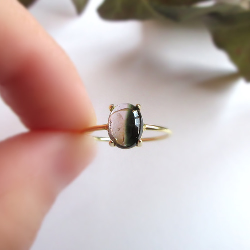 10月の誕生石】8×6mm「バイカラートルマリン」リング 指輪