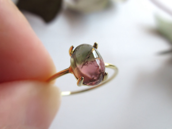 10月の誕生石】8×6mm「バイカラートルマリン」リング 指輪
