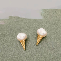 sv925ポスト アイスクリーム型 淡水バロックパール ピアス ピアス