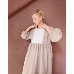 RATA❤️長度可以選擇❤️特殊搶眼的刺繡材質❤️光滑的棉質材質❤️柔軟的連衣裙❤️寬鬆蓬鬆的米色 第4張的照片