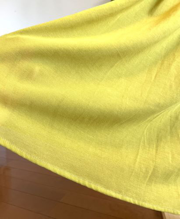 【完成品】5号 ロングギャザースカート(黄みがかった萌黄色　77cm丈） 12枚目の画像