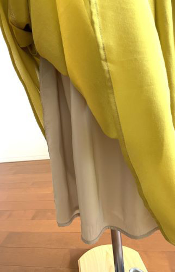 【完成品】5号 ロングギャザースカート(黄みがかった萌黄色　77cm丈） 11枚目の画像
