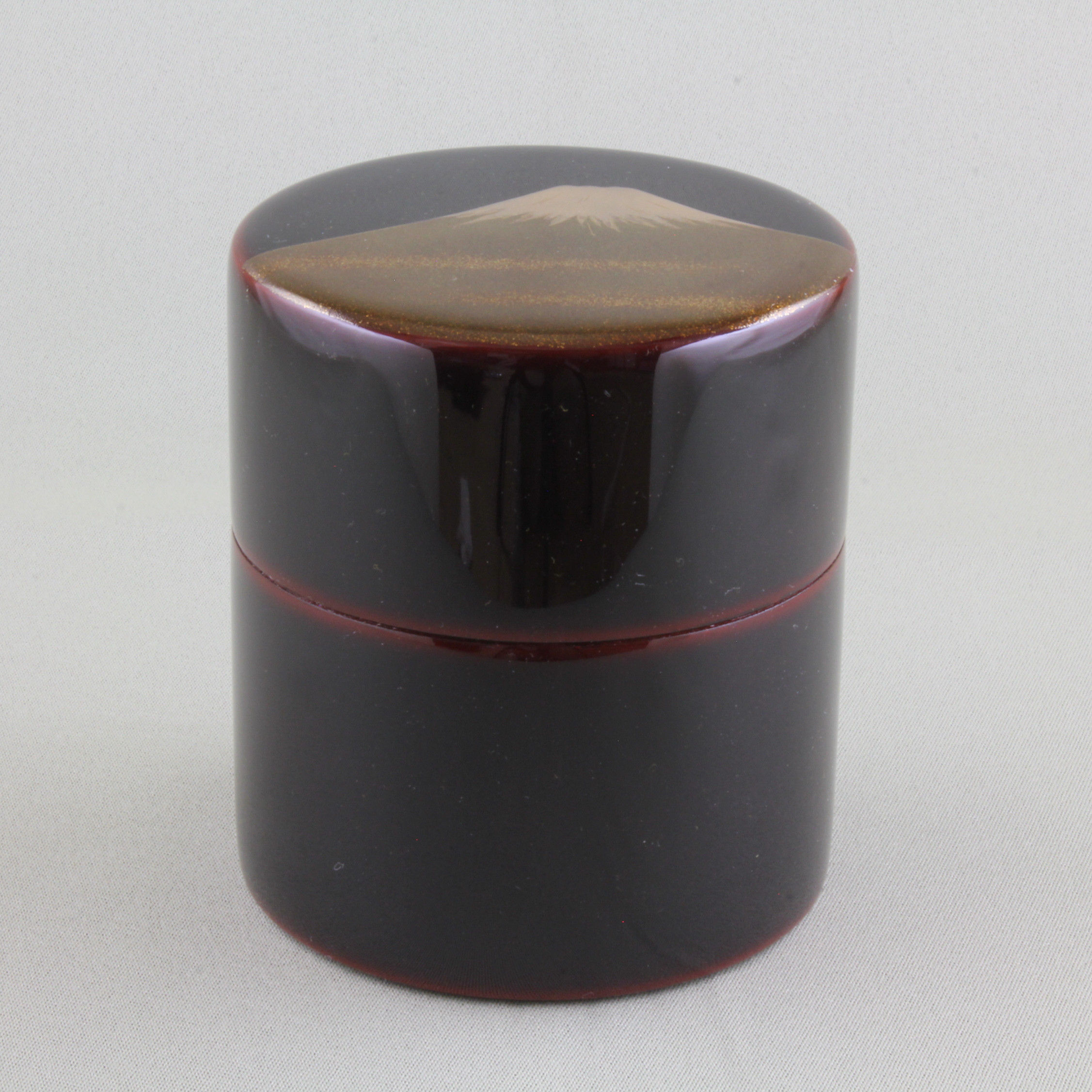 209 輪島塗／茶筒／溜塗／富士蒔絵