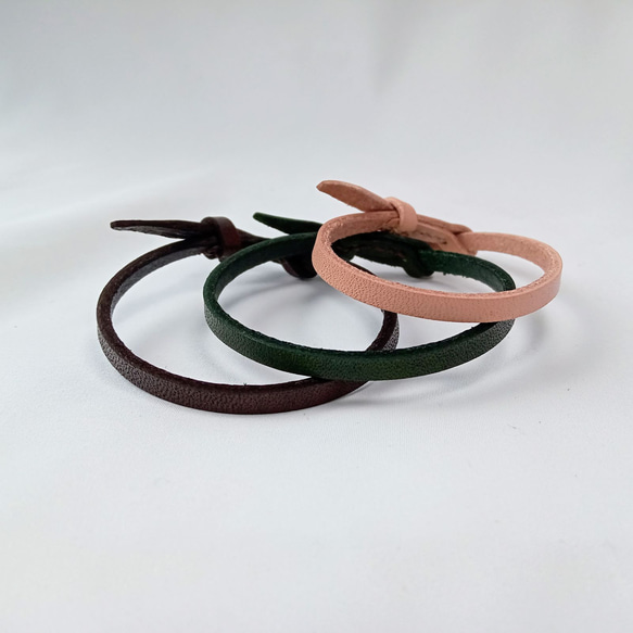 金具を使わないヌメ革ブレスレット シングル ブレスレット TORI WORKS