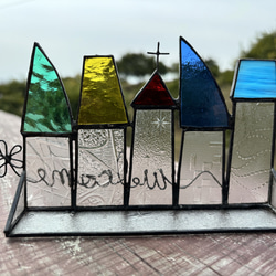 ステンドグラスの小さなお家　welcomeなお家　昭和ガラス　レトログラス 5枚目の画像