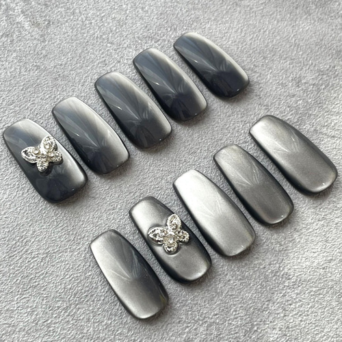 ネイルチップ マグネットネイル ダークグレー ネイルチップ（つけ爪