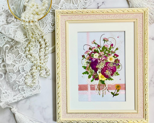 SAIKA ビオラ ボタニカル押し花アレンジM額 | 押し花 Shop