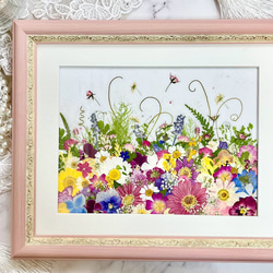 空に舞うお花のファンタジー 押し花アート額06 その他アート 神戸六甲