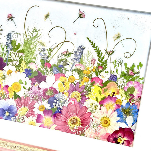 空に舞うお花のファンタジー 押し花アート額06 その他アート 神戸六甲