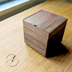 スクエアボックス4セット ウォールナット フリーボックス・小物入れ