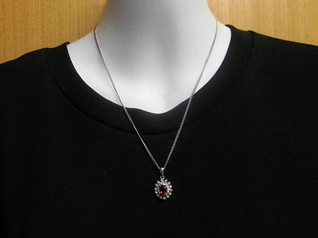 天然石 SILVER925 オレンジサファイアネックレス(ペンダント)　　240101177