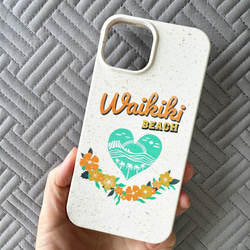 名入れ♪エコケース WAIKIKI HEART RETRO iPhoneケース プラスチック不使用 サステナブル 4枚目の画像