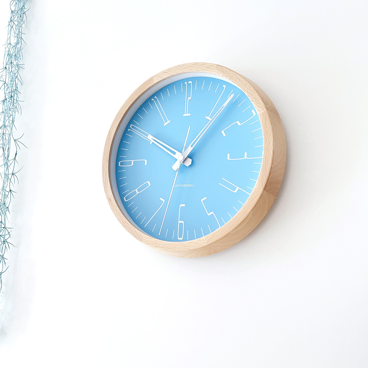 KATOMOKU muku clock 21 ライトブルー km-141LB 掛け時計 木製 静か オシャレ