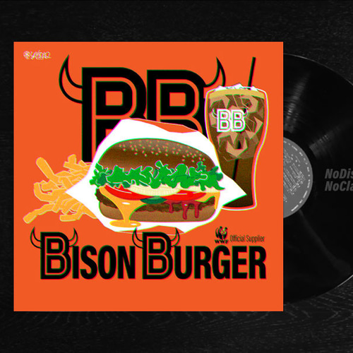 レコードジャケット風アート【レコード盤なし】バイソンバーガー
