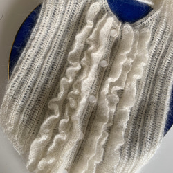 シルクモヘアのフリルピンタックヨーク付け襟(ミルクホワイト) 5枚目の画像