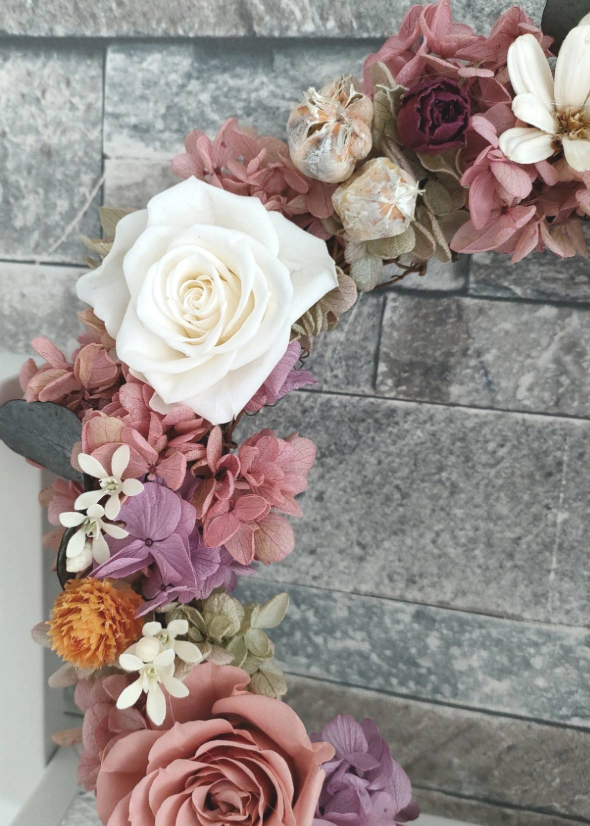 ライムピンクナチュラルリース/ 誕生日プレゼント、母の日のプレゼント、記念日、インテリア