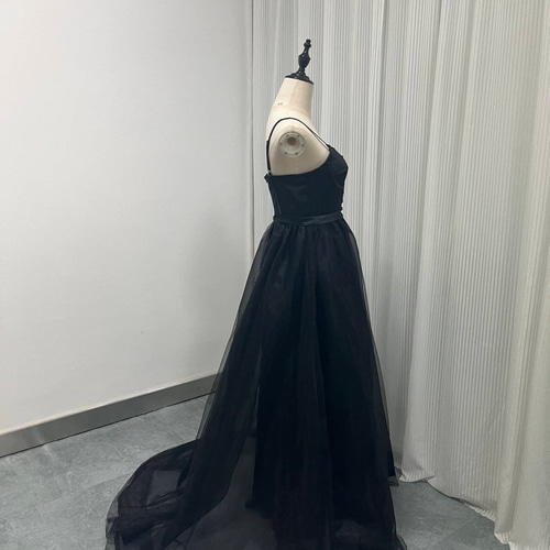 送料無料！パーティードレス キャミソール ブラック チュールスカート  