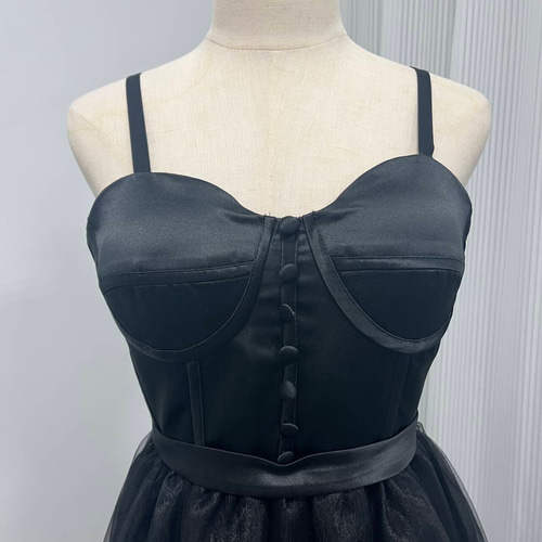 送料無料！パーティードレス キャミソール ブラック チュールスカート  