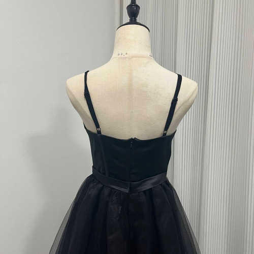 送料無料！パーティードレス キャミソール ブラック チュールスカート  