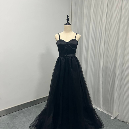 送料無料！パーティードレス キャミソール ブラック チュールスカート  