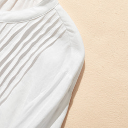 100% 亞麻襯衫裙，附針褶，適合所有季節，白色 240318-4 第3張的照片