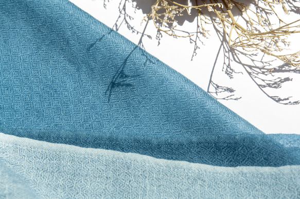 カシミア カシミア/カシミア スカーフ/ピュア ウール スカーフ ショール/リング ベルベット ショール - ブルー グラデーシ 13枚目の画像