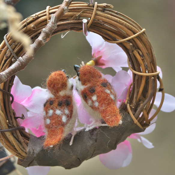 カップルスズメさんと桜のリース 2枚目の画像