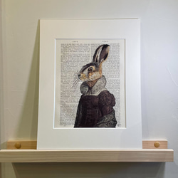 【訳アリお得！50%オフ】1800年代の英国古書一点ものデザインアート Rabbit Madam 1枚目の画像