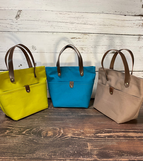 本革と8号安芸帆布のミニトートバッグ トートバッグ Miya's